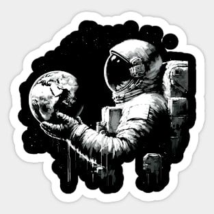 Vintage Astronaut Outer Space Science Earth Retro Space Sticker